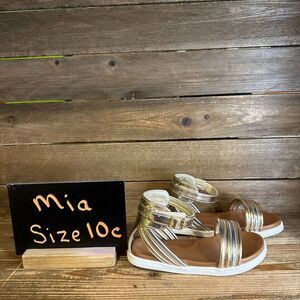 New Little Kids Mini Mia Lil Crisanta Metallic Leather Ankle Strap Sandals 10‎ C